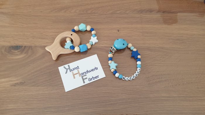 Babyset Schnullerkette und Beißring – Bild 3